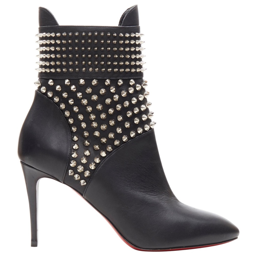 Christian LOUBOUTIN Studded Leather Hongroise 85 Spiked/Studded Booties Sz 39